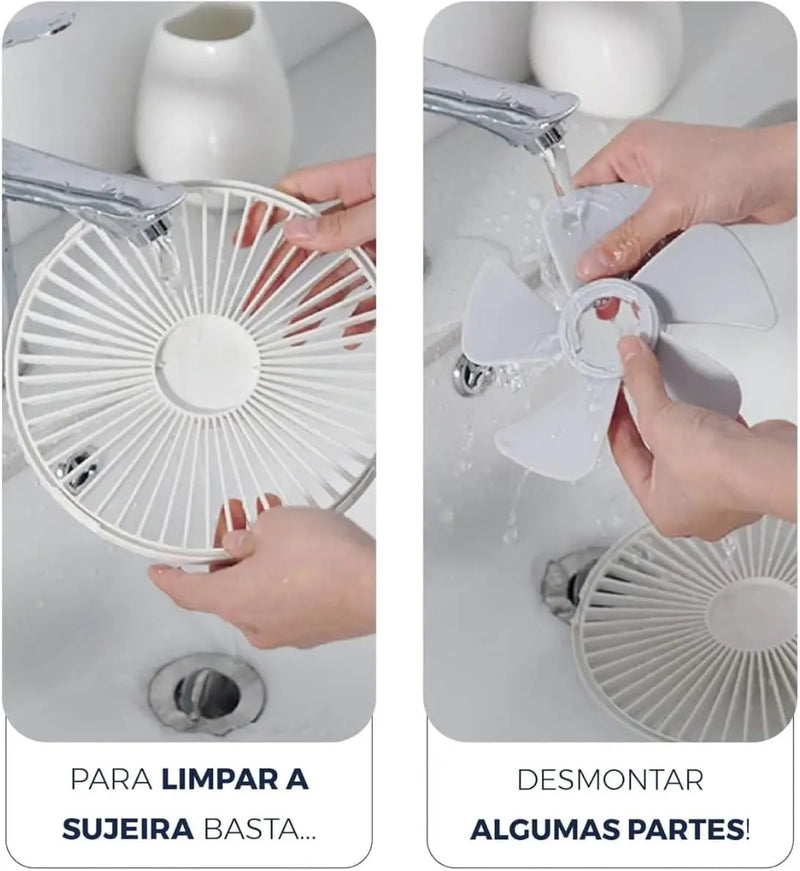 Ventilador Dobrável, Silencioso, Recarregável, com Ajuste de Altura, Sem Fio, Portátil e com Varias Velocidades